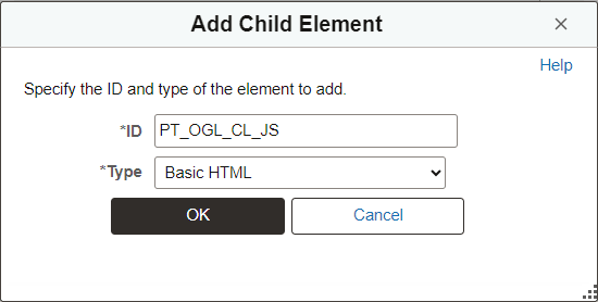 Add Child Element page