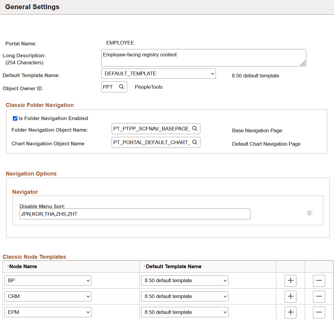 General Settings page