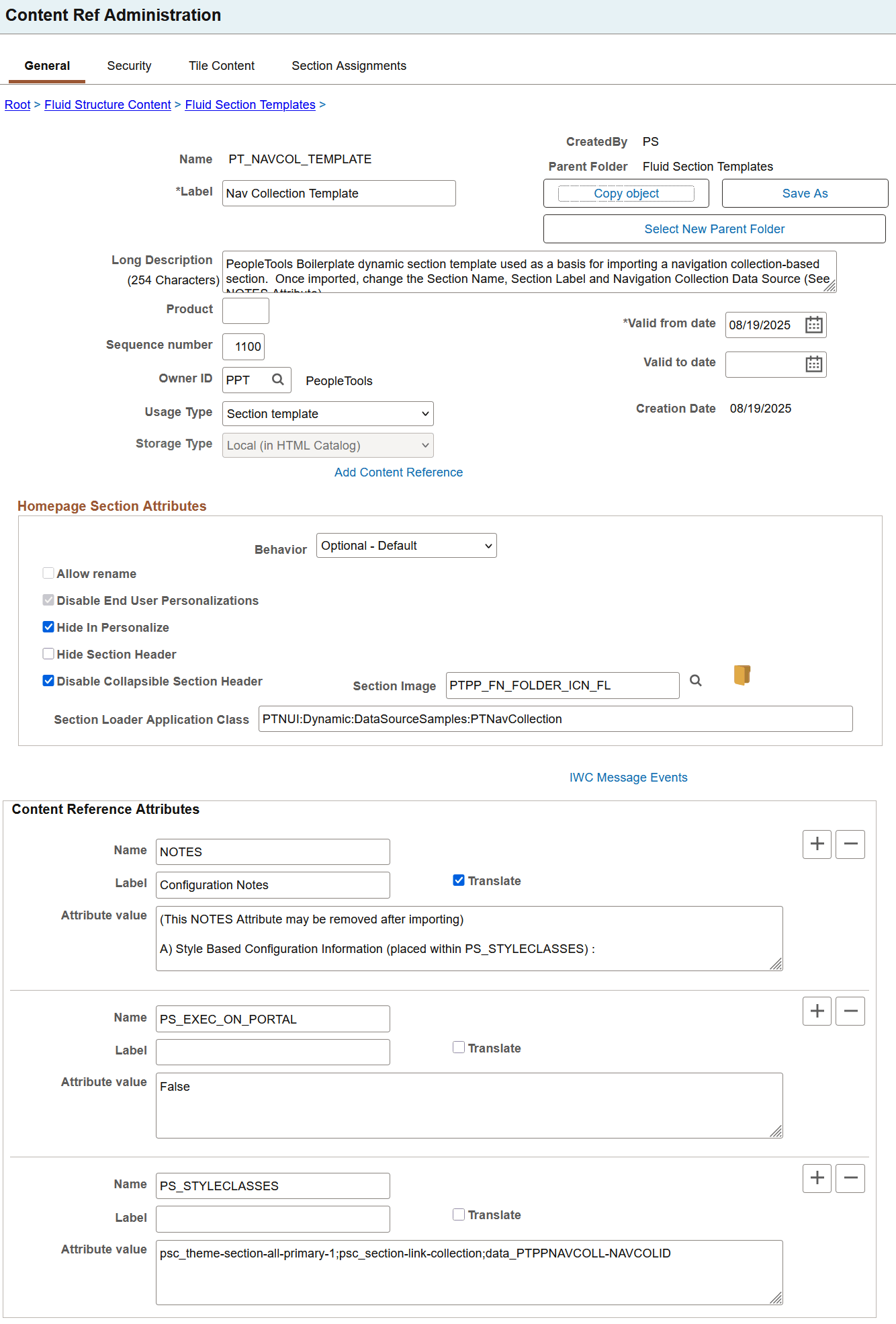 Navigation Collection section template