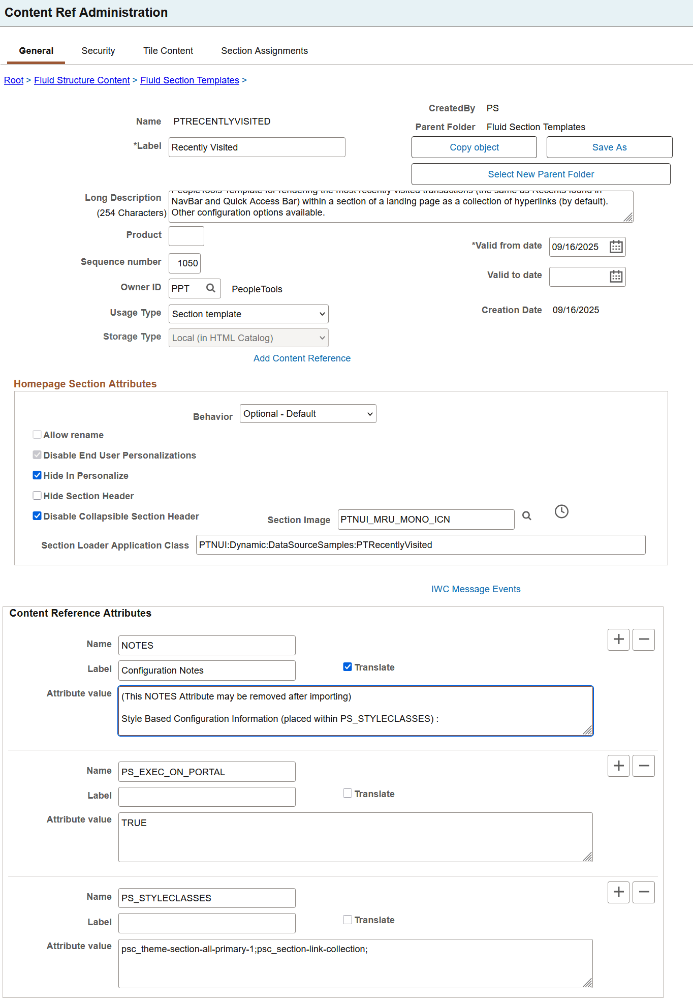 Recently Visited section template