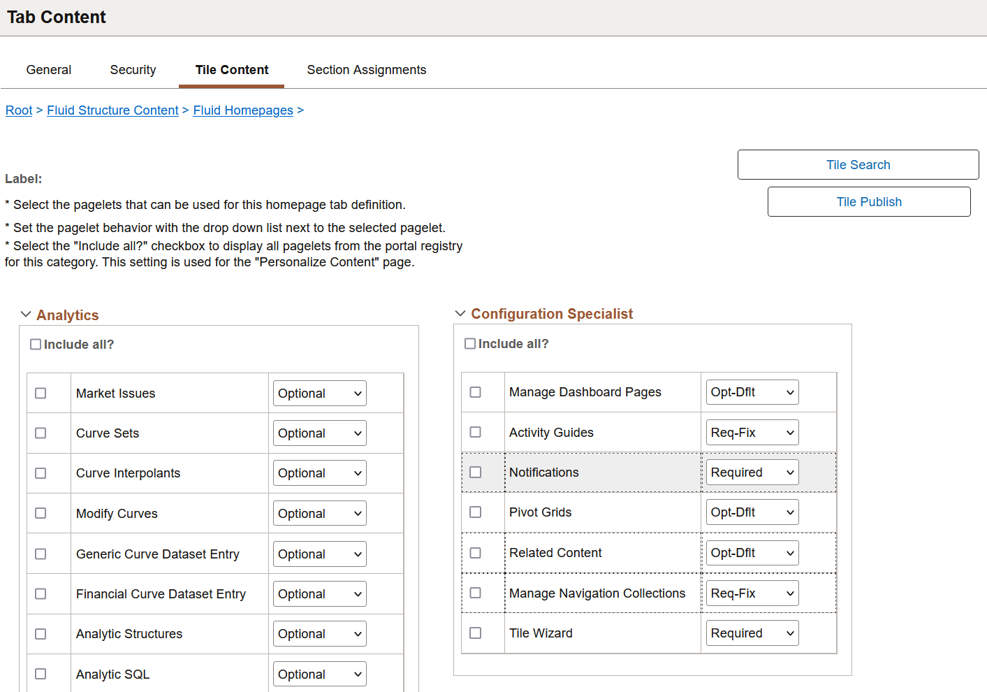 Tile Content - Tab Content page for tiles
