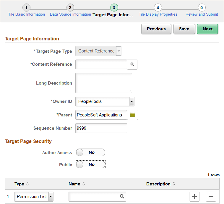 Target Page Information page