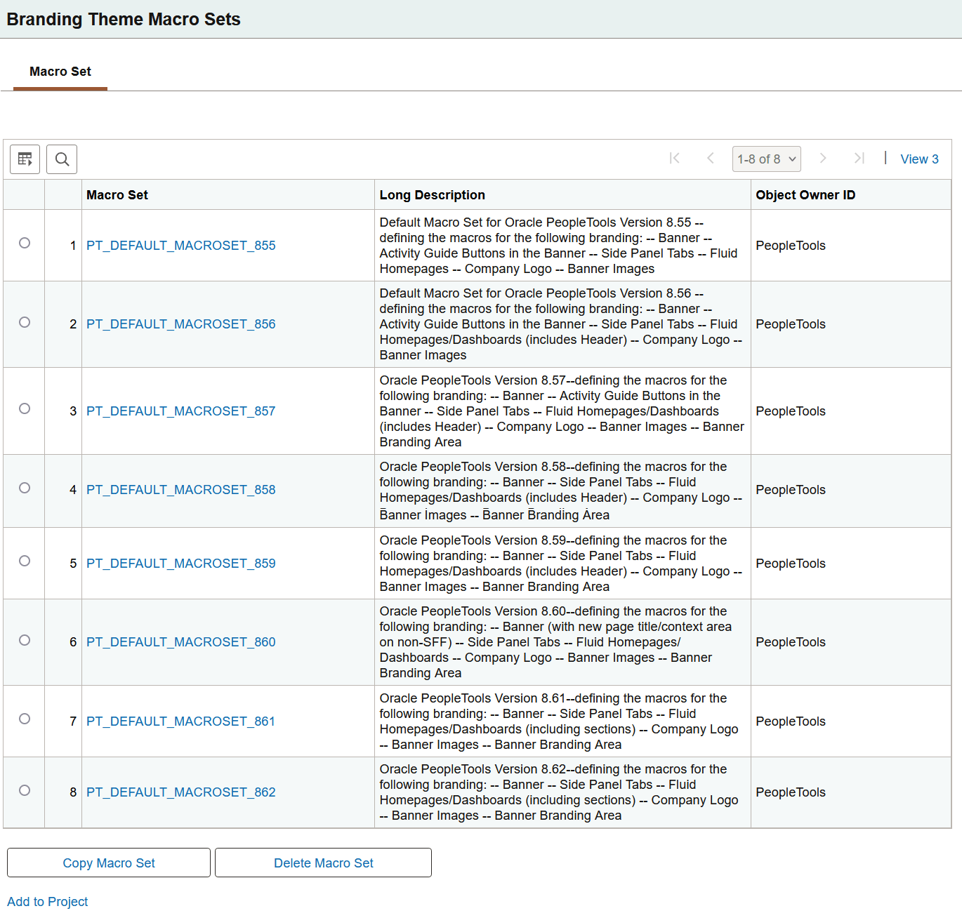 Theme Macro Set page