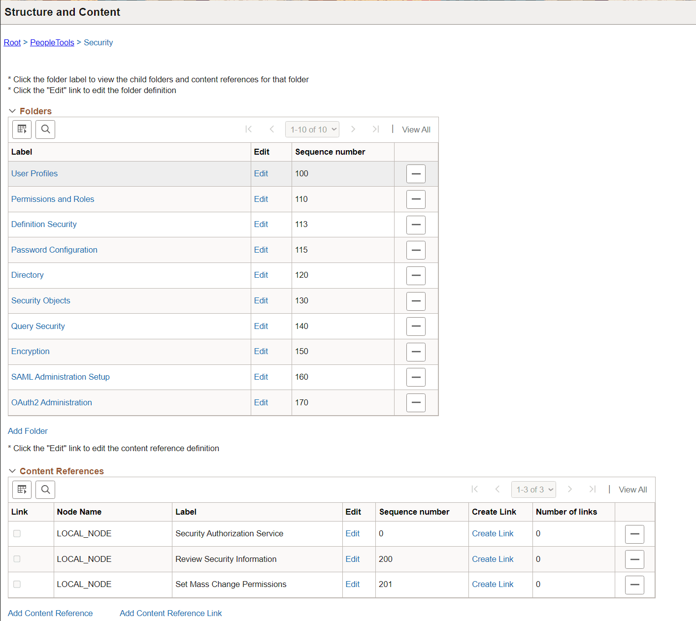 Structure and Content showing breadcrumbs