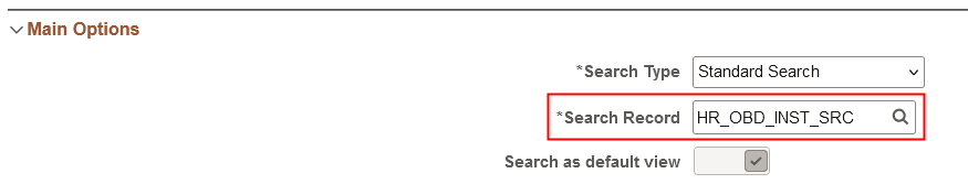 Search Record field on the Manage Configurable Search Page