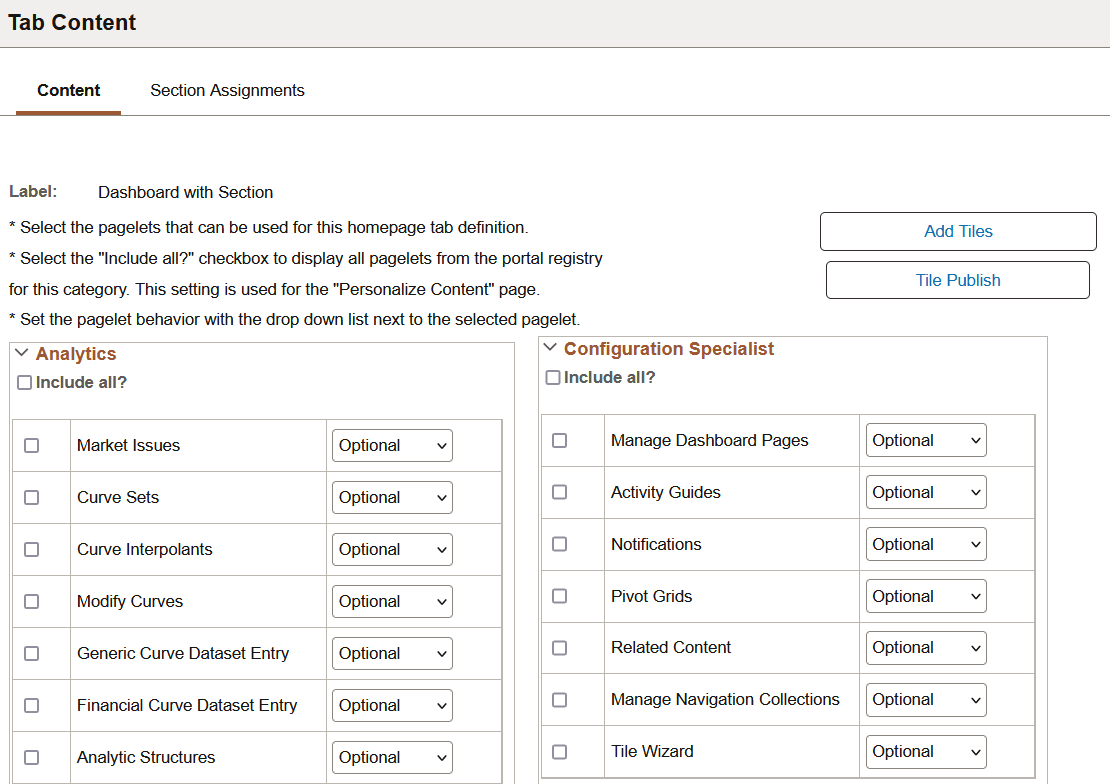 Content - Tab Content page for tiles