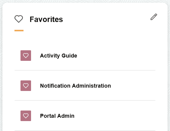 Favorites section with modifications post import