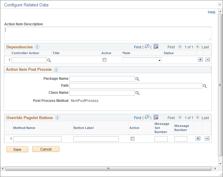 Configure Related Data page