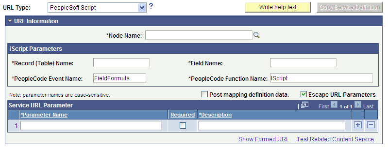 Define Related Content Service page for a PeopleSoft script (iScript)