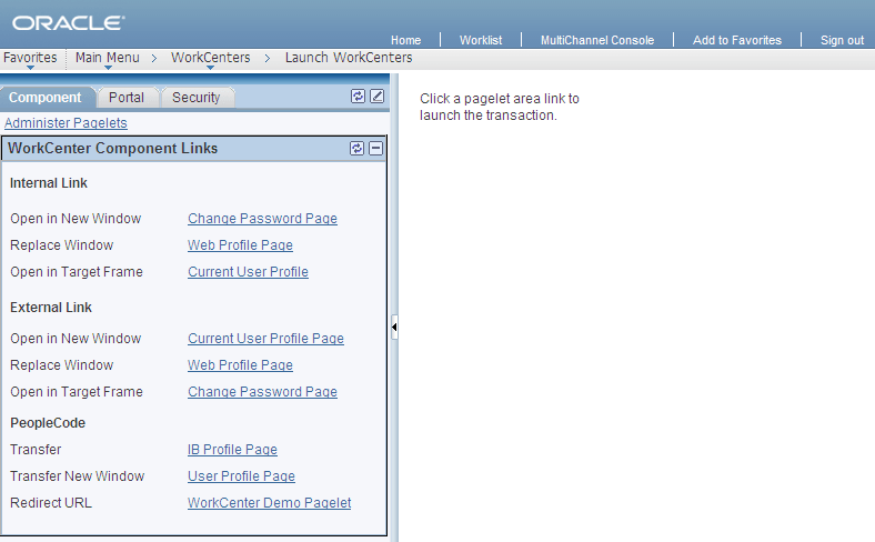 WorkCenter with a component-based template pagelet