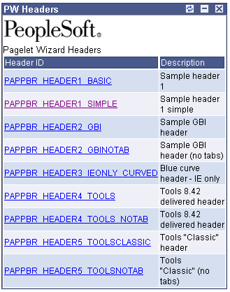 Search record pagelet example - Search results