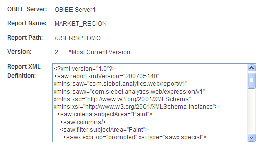 OBIEE - XML report definition