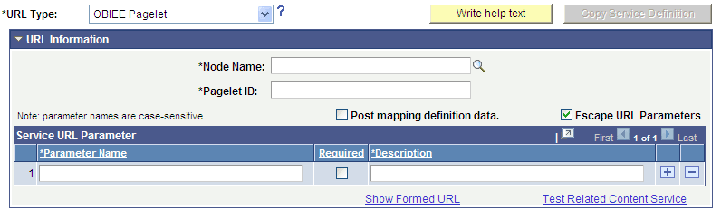 Define Related Content Service page for an OBIEE pagelet