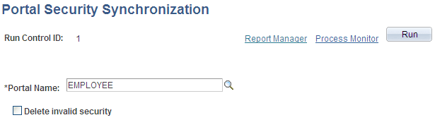 Portal Security Synchronization page