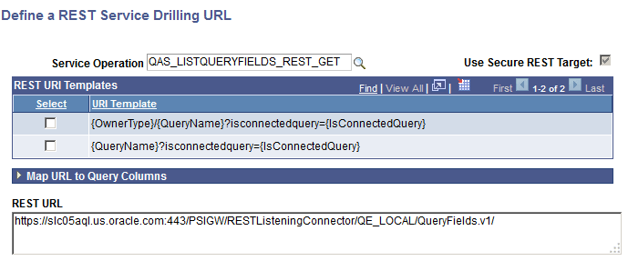 Define a REST Service Drilling URL page