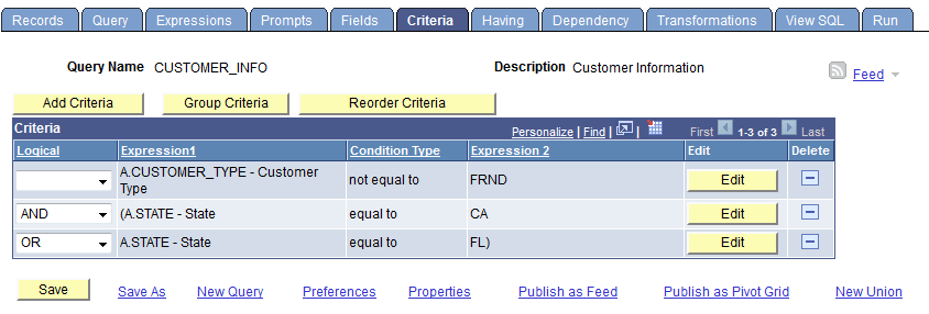 Criteria page, parentheses around the last two criteria