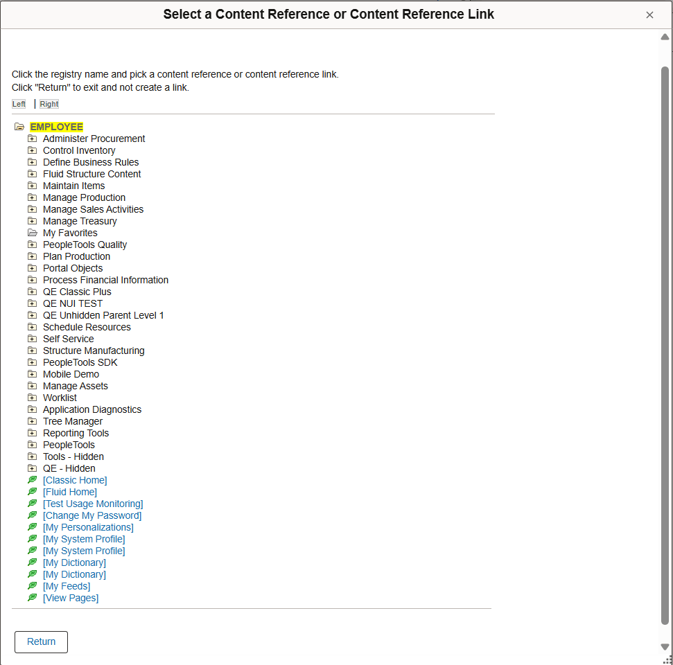 Select a Content Reference or Content Reference Link page