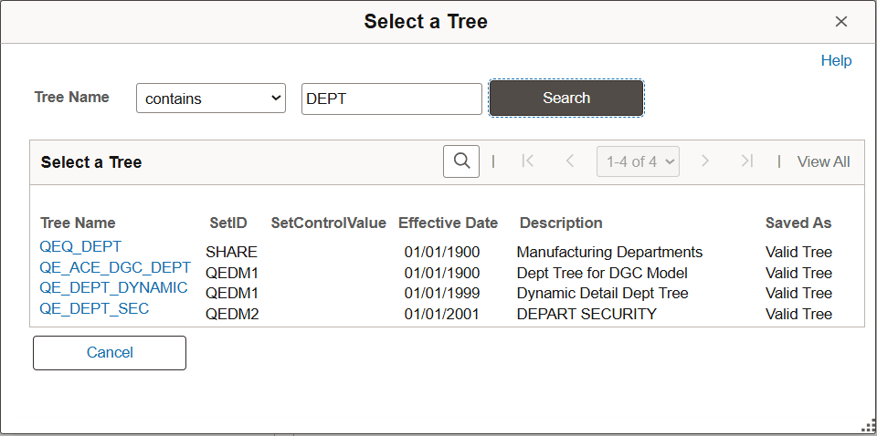 Select a Tree page