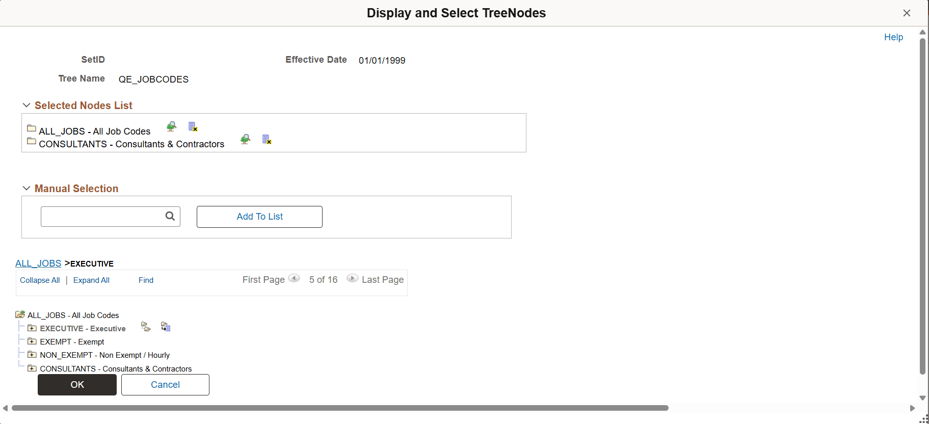 Display and Select TreeNodes page