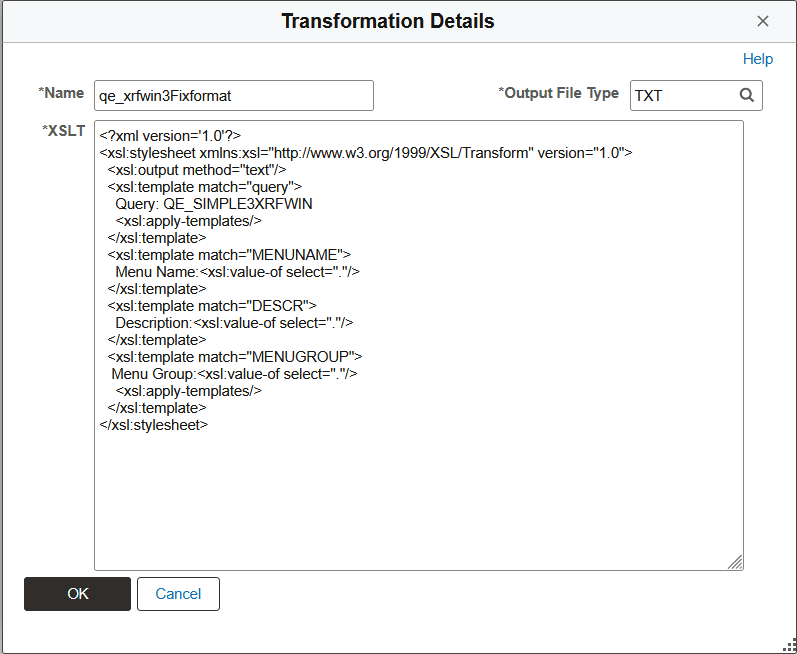 Transformation Details page