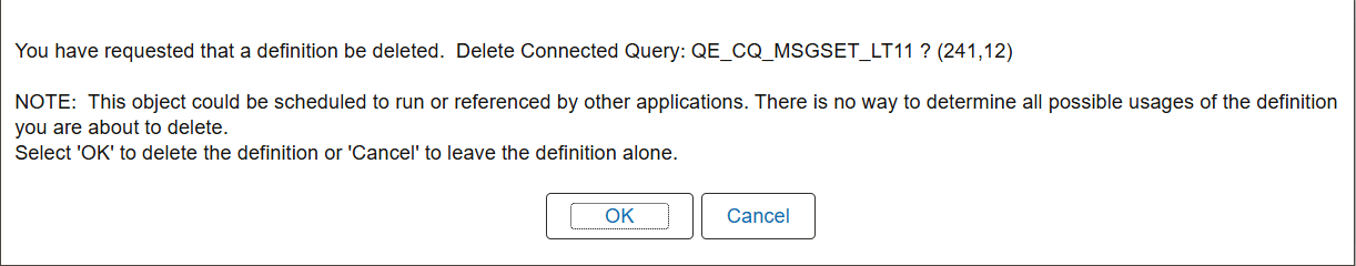 Example of the delete confirmation message