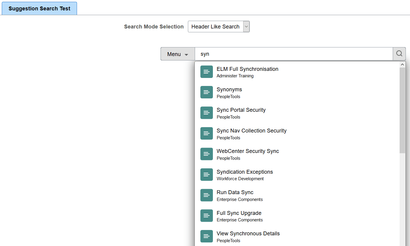 Suggestion Search Test page