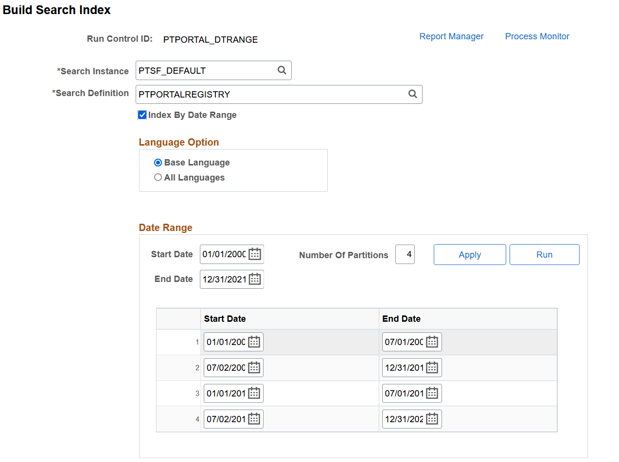 Build Search Index page - Date Range