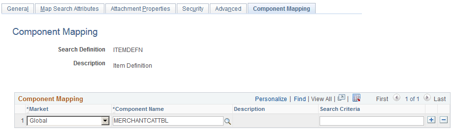 Component Mapping page