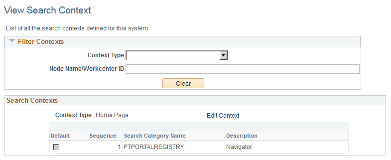 View Search Context page