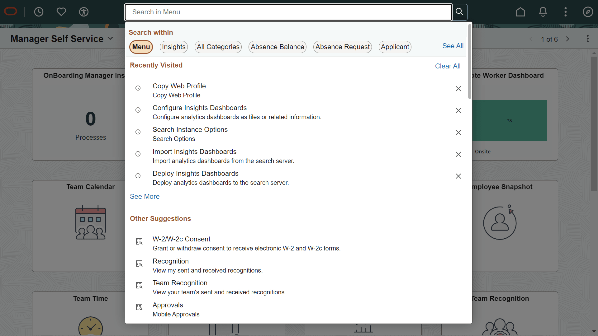 Search suggestions on homepage