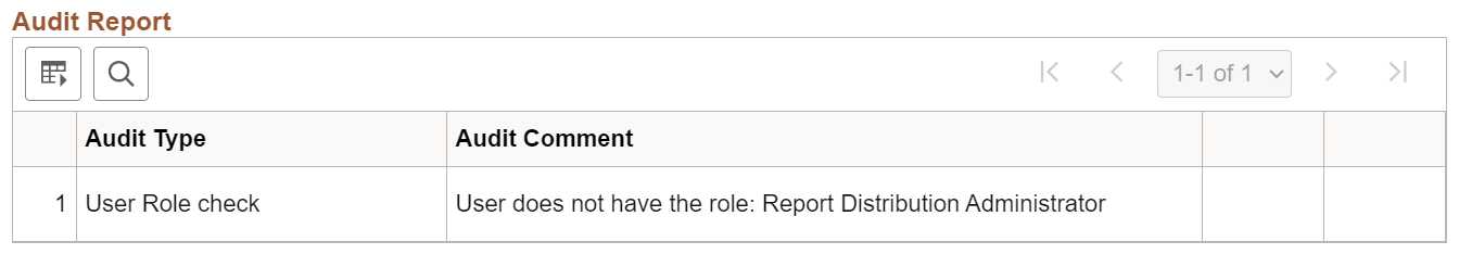 Search Definition Audit Report page