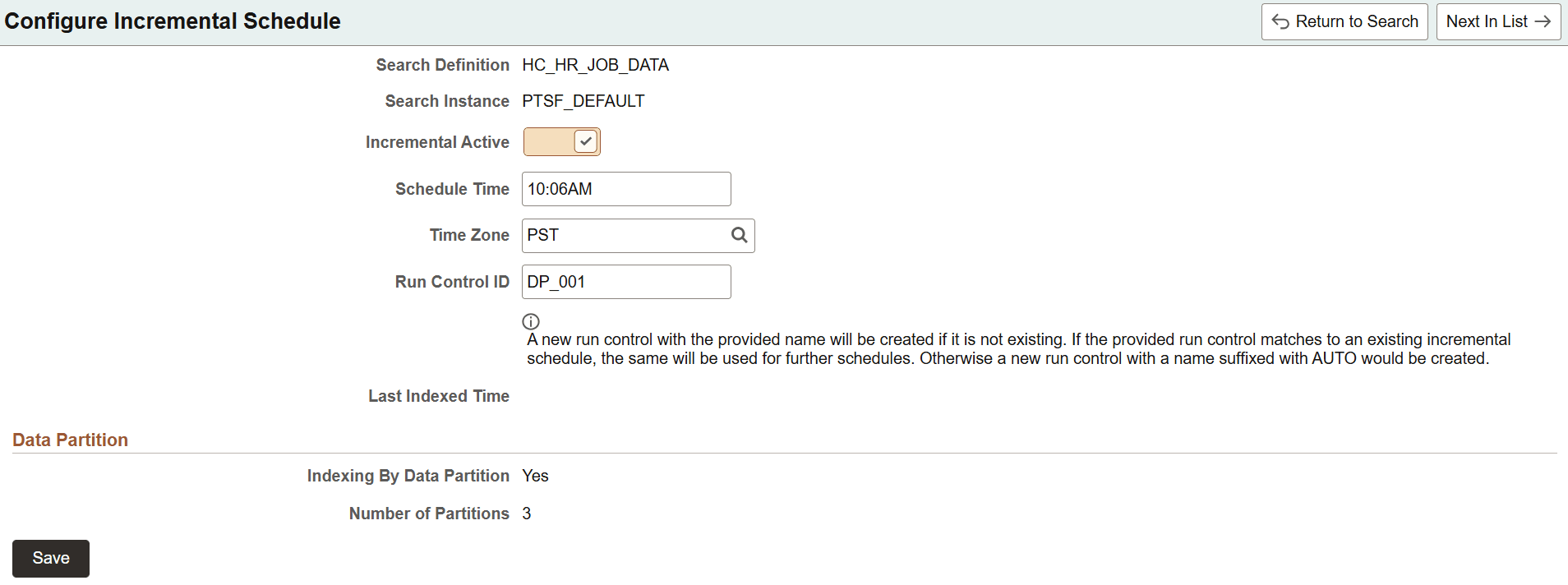 Configure Incremental Schedule