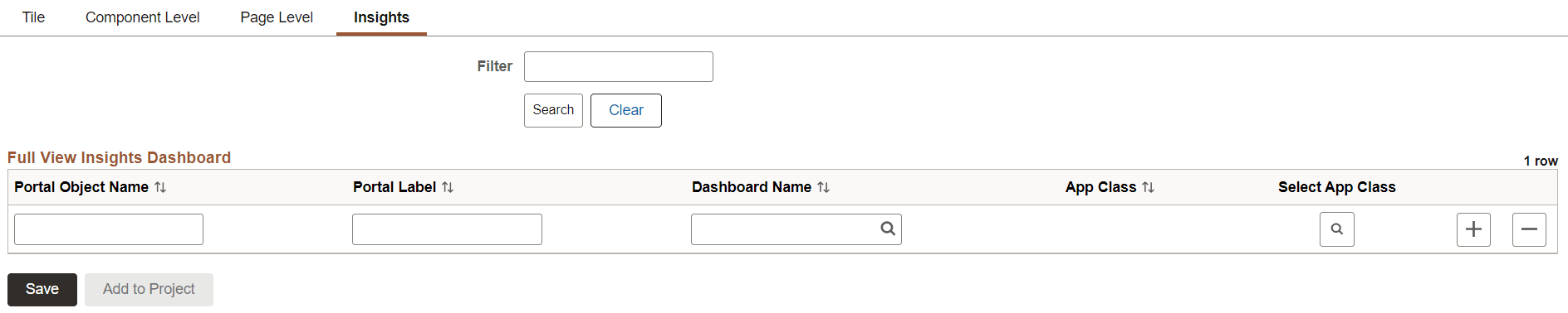 Configure Insights Dashboards page - Insights tab