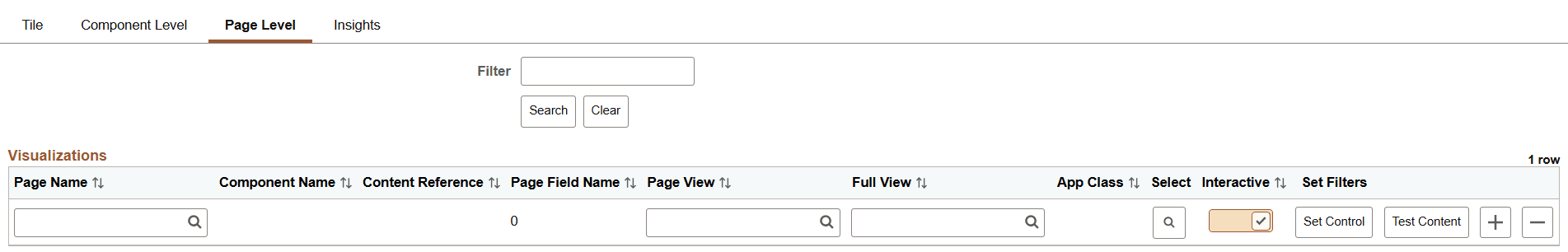 Configure Insights Dashboards page - Page Level tab (Interactive)