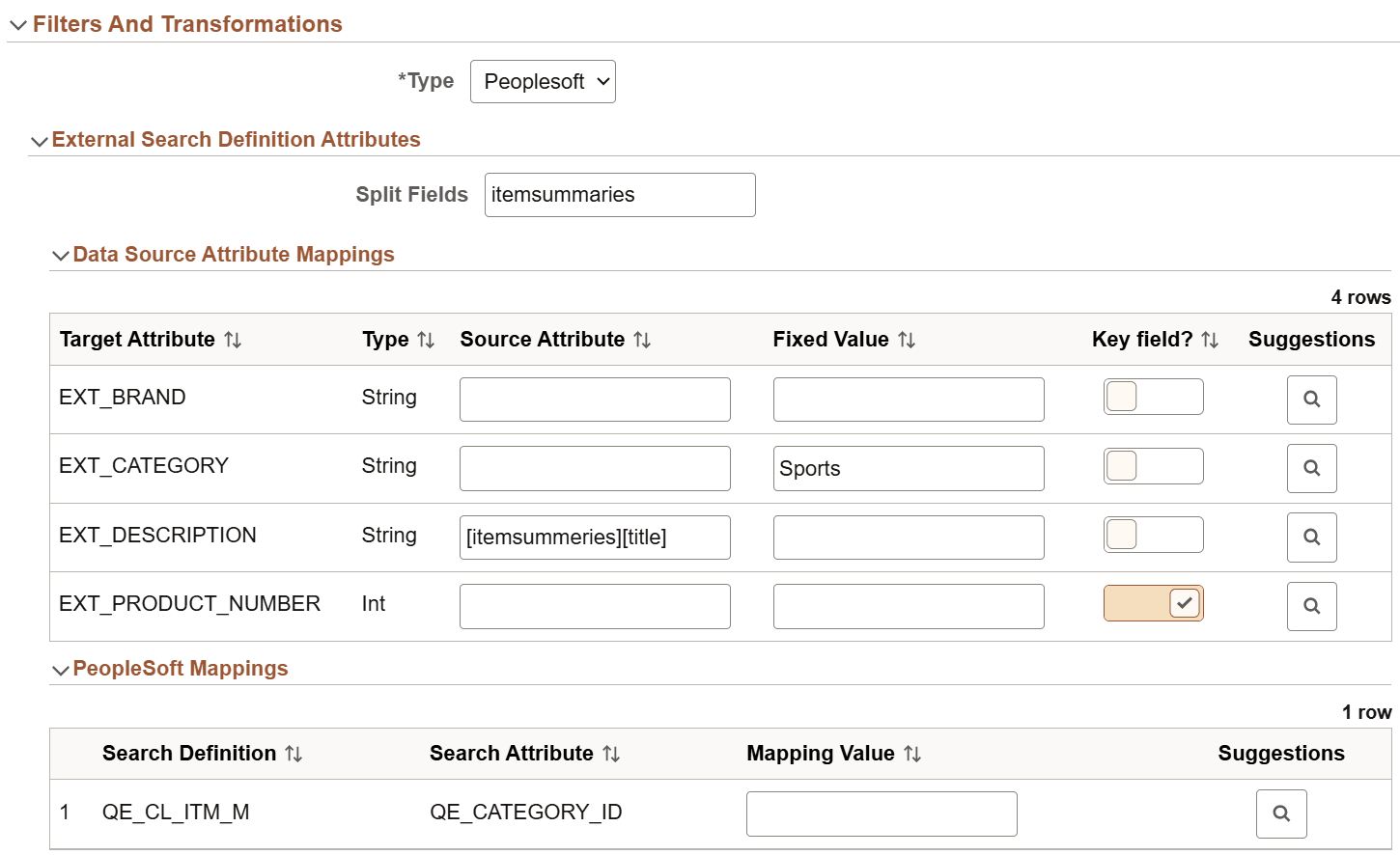 Filters and Transformations section