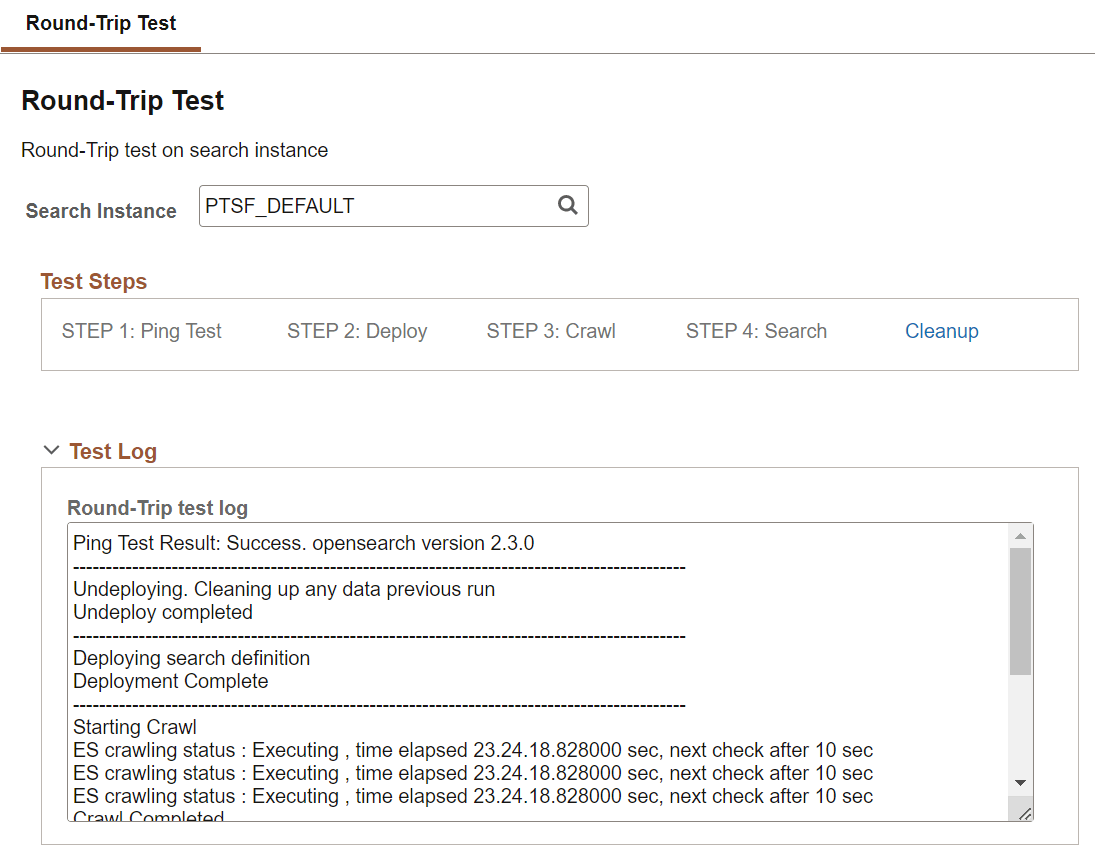 Round-Trip Test page