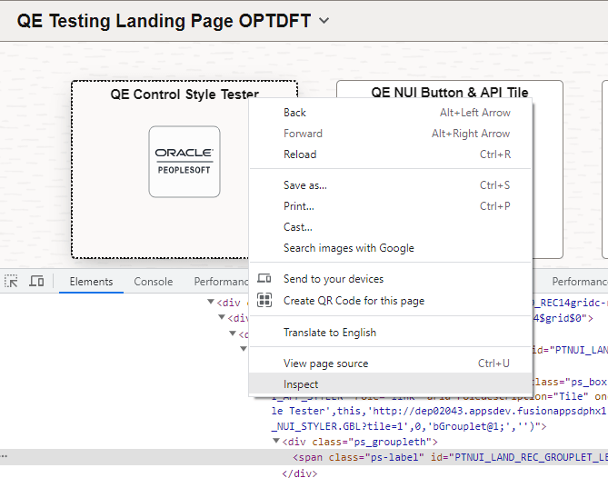 Inspect Page Elements