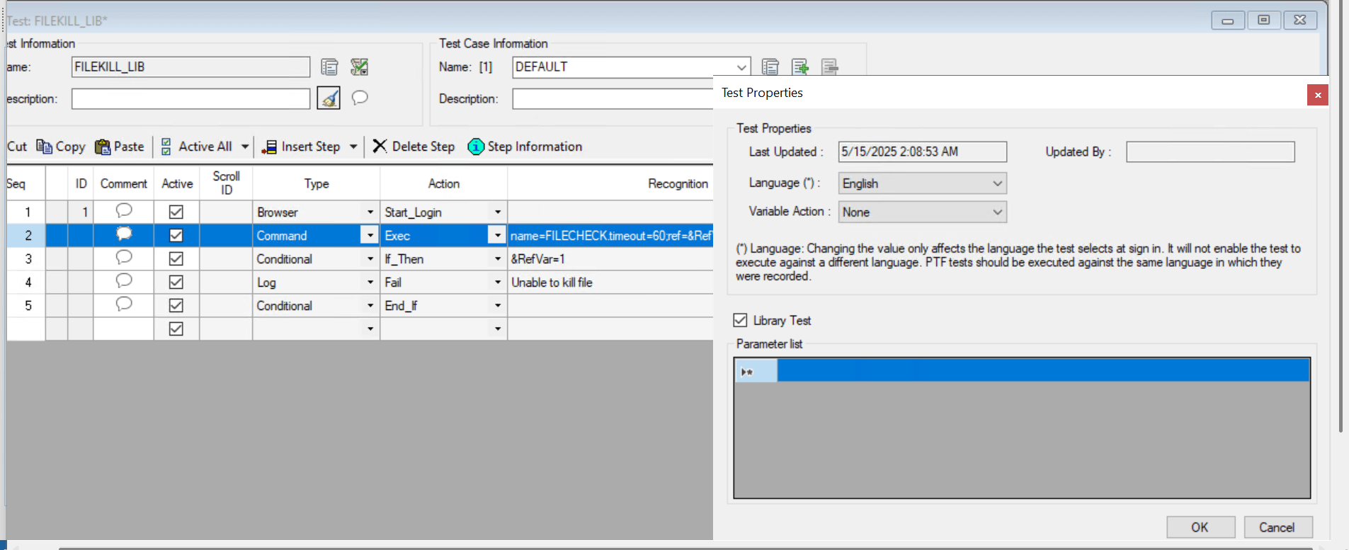 Command Defined in Library Test