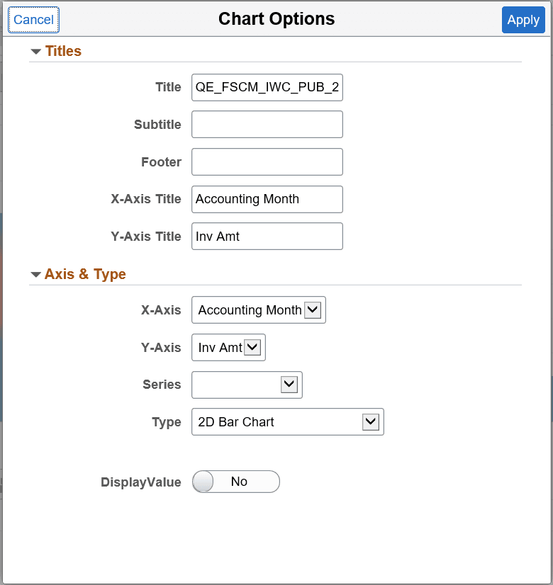 Chart Options dialog box