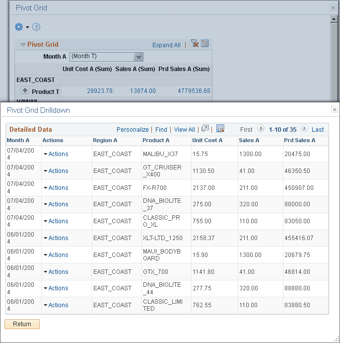 Model in Pivot Grid Viewer with Detailed Data view open.