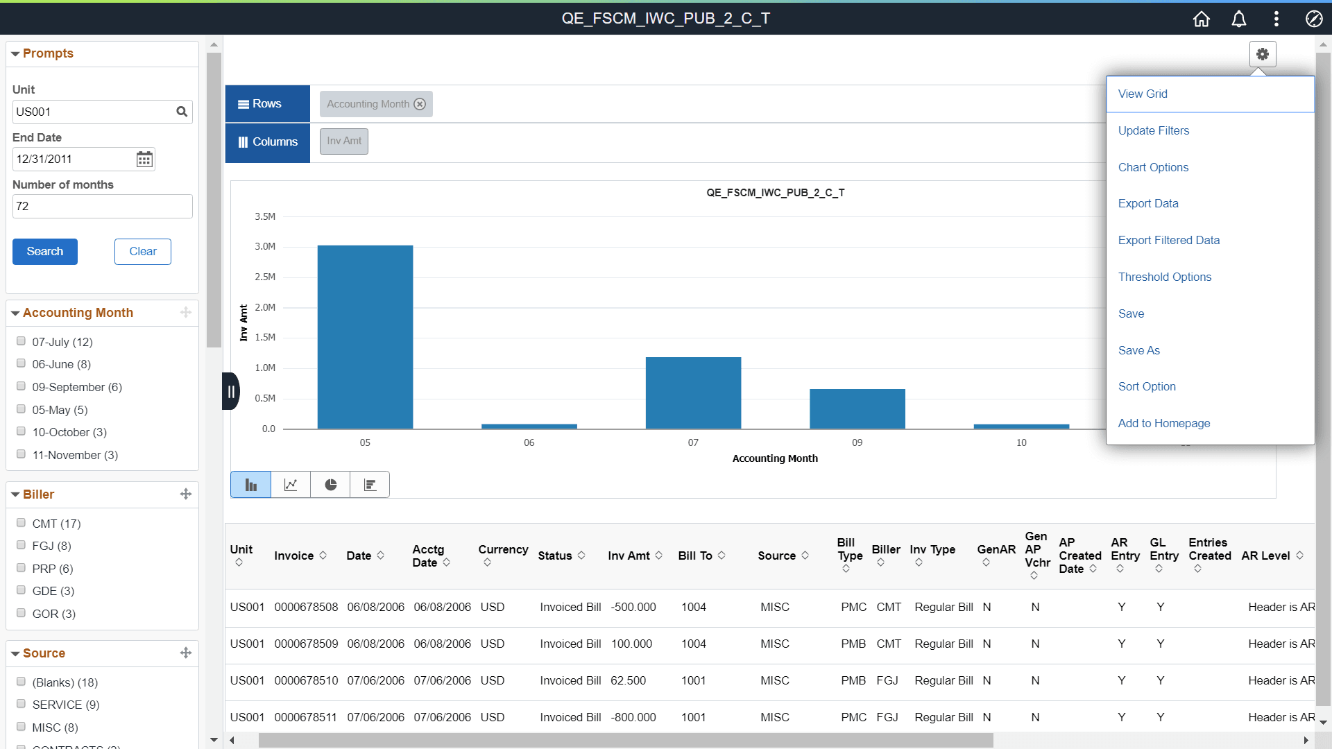 The Options Menu in Fluid View
