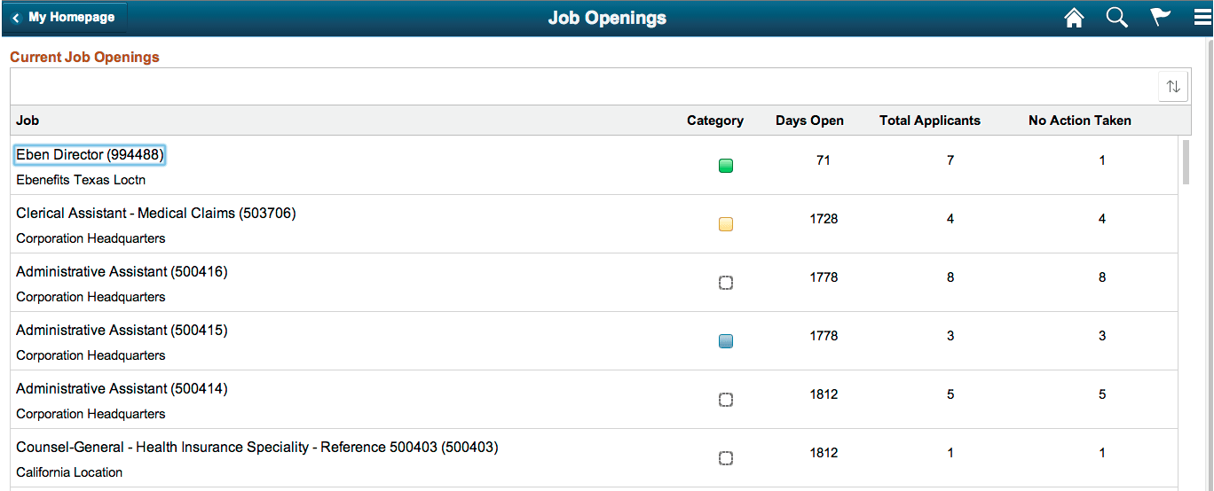Job Openings application Fluid page