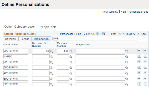 Define Personalizations - Explanation page