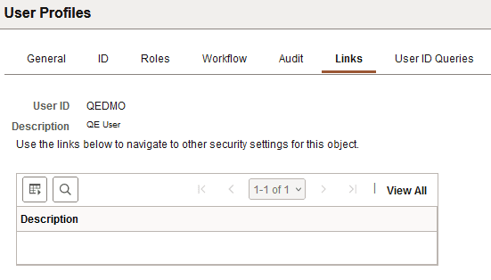 User Profiles - Links page