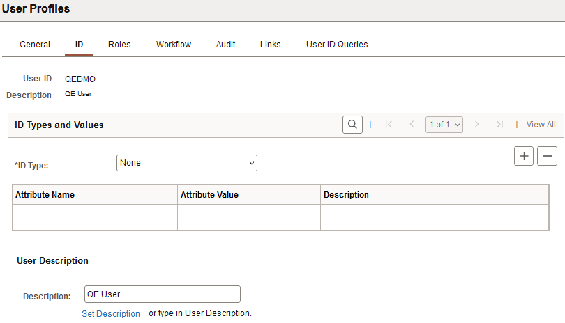 User Profiles - ID page