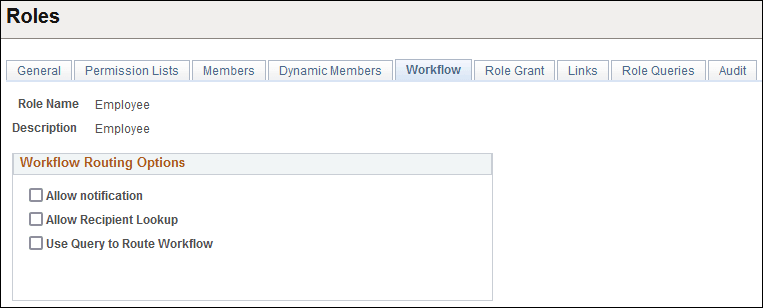 Roles - Workflow page