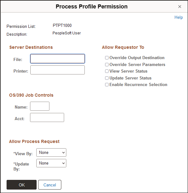 Process Profile Permission page