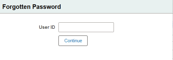 Forgotten Password page (Enter user ID to validate)