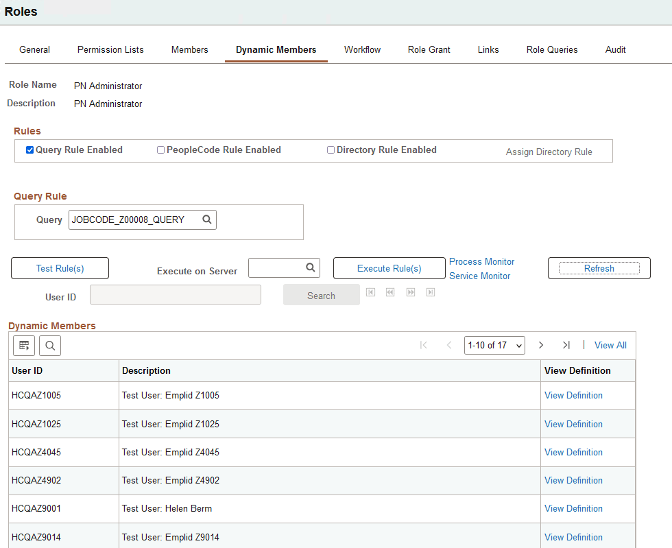 Role - Dynamic Members page with Query Rule Enabled