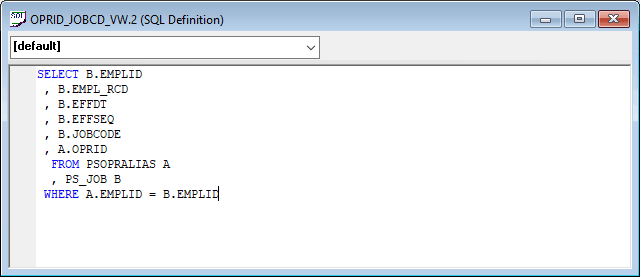 SQL definition for view created for a role rule